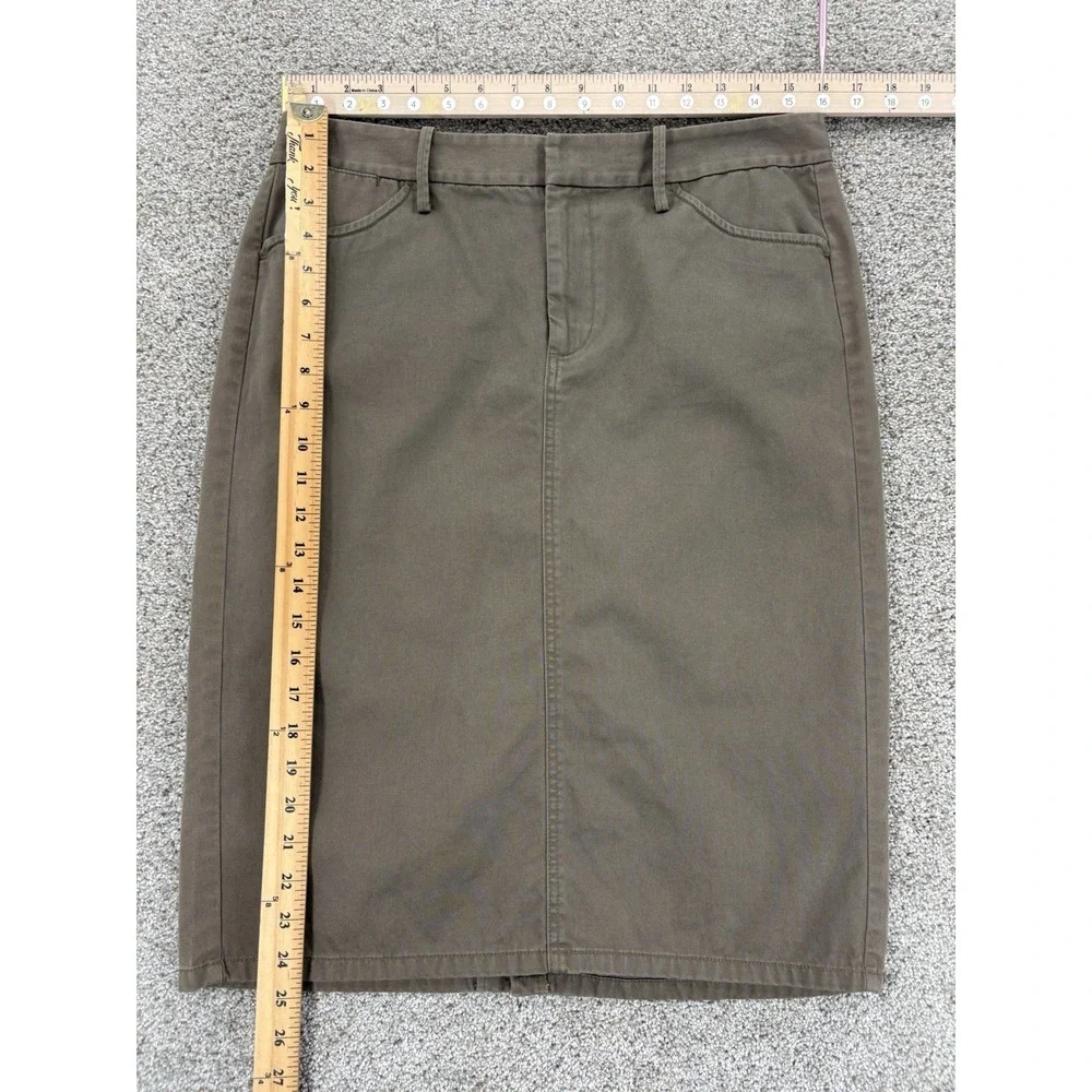 LRL Ralph Lauren Jeans Co. Olive Pencil Skirt Women's 8‎ Green Canvas Back Slit